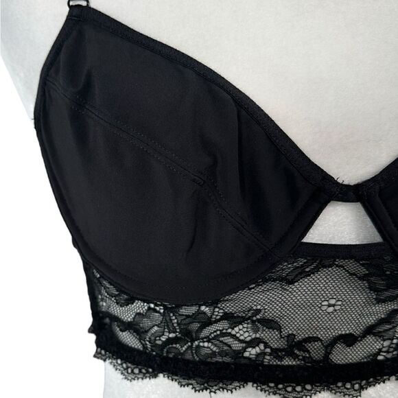 Intimately Free People Black Sexy Lace Bonfire Underwire Longline Bra - Picture 6 of 11